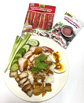 Lobo Thai Roast Red Pork Seasoning Mix marinating pork for flavorful results