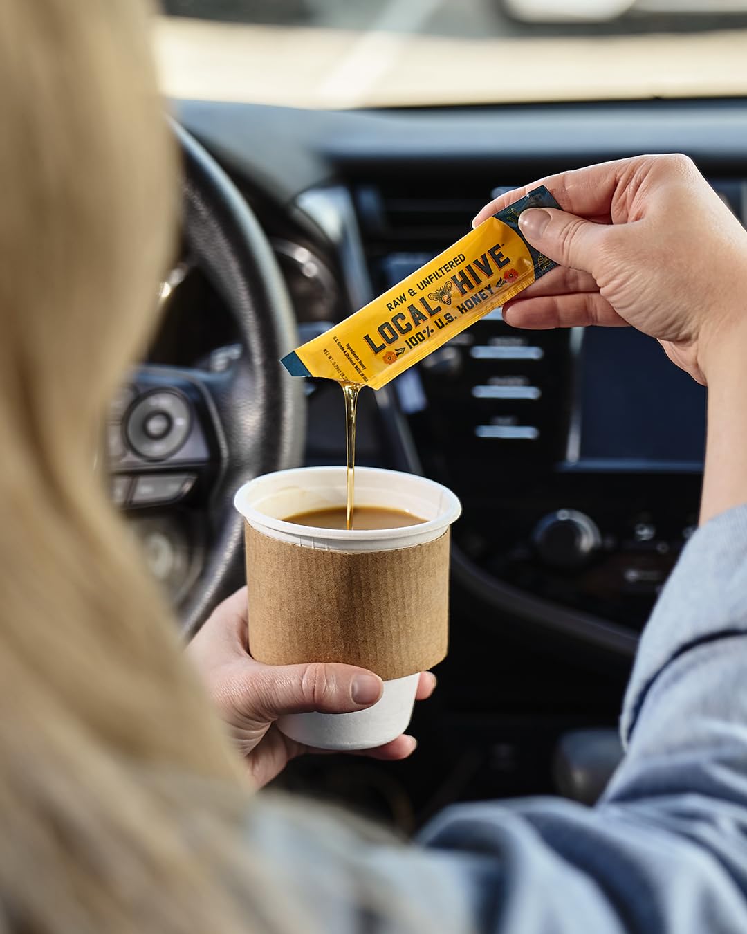 Local Hive Honey Packets Tea-Sweetener enhances daily beverages naturally.