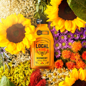 Local Hive Midwest Honey label, Colorado bottled freshness.