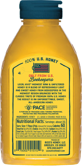 Local Hive Midwest Honey pour, drizzle-ready for tea, toast, or yogurt.