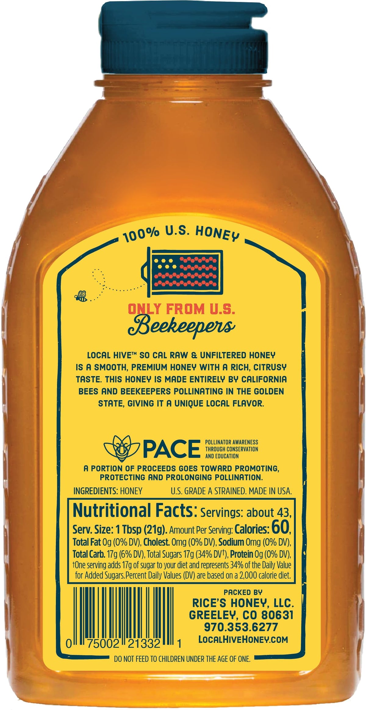 Local Hive Southern California Honey jar cap shows pure raw sweetness for daily use