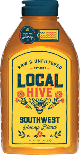 Local Hive Southwest Honey bottle shows raw sweetness ideal for daily use.