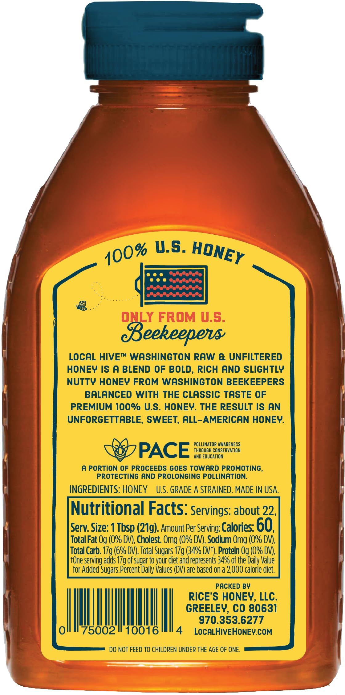 Local Hive Washington Honey pour with a smooth golden stream, ideal for tea.