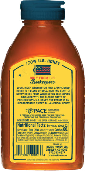 Local Hive Washington Honey pour with a smooth golden stream, ideal for tea.