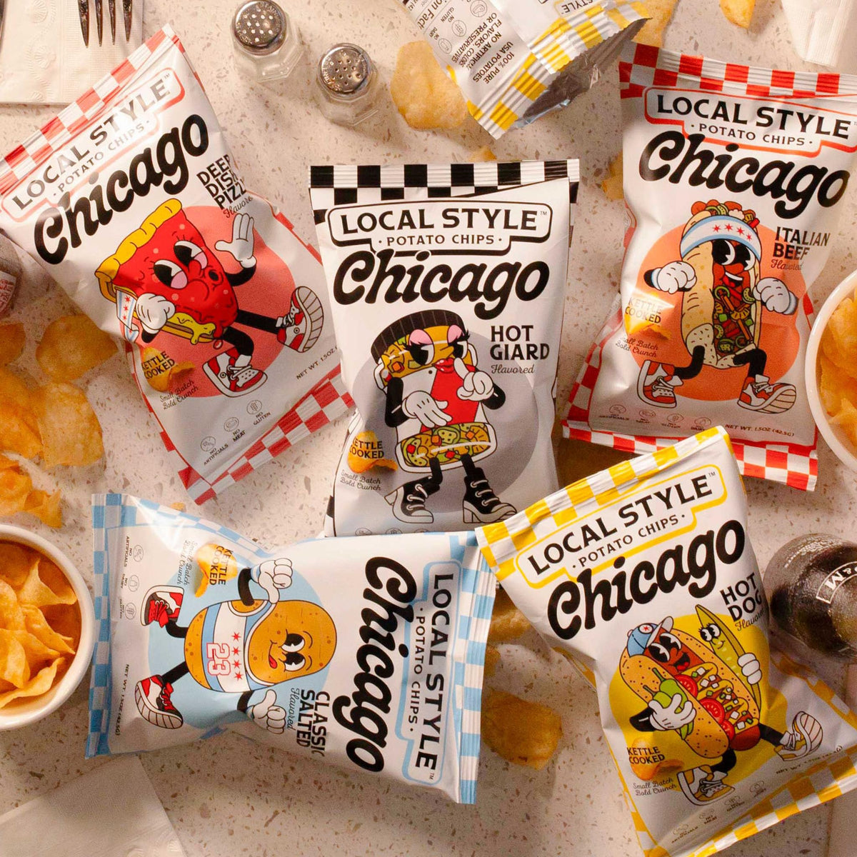 Local Style Chips Deep Dish Pizza flavor delivers cheesy satisfaction without meat.
