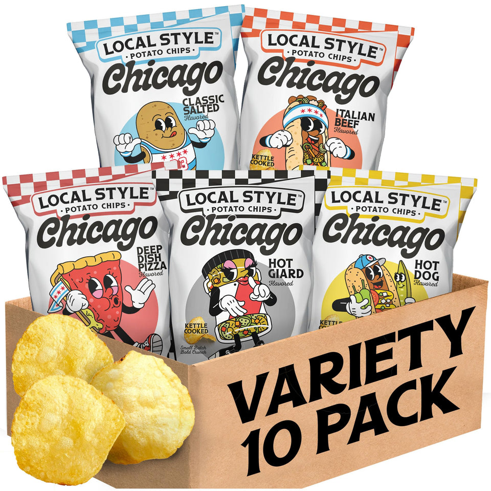 Local Style Chips Italian Beef flavor offers bold kettle-cooked taste for a Chicago snack.
