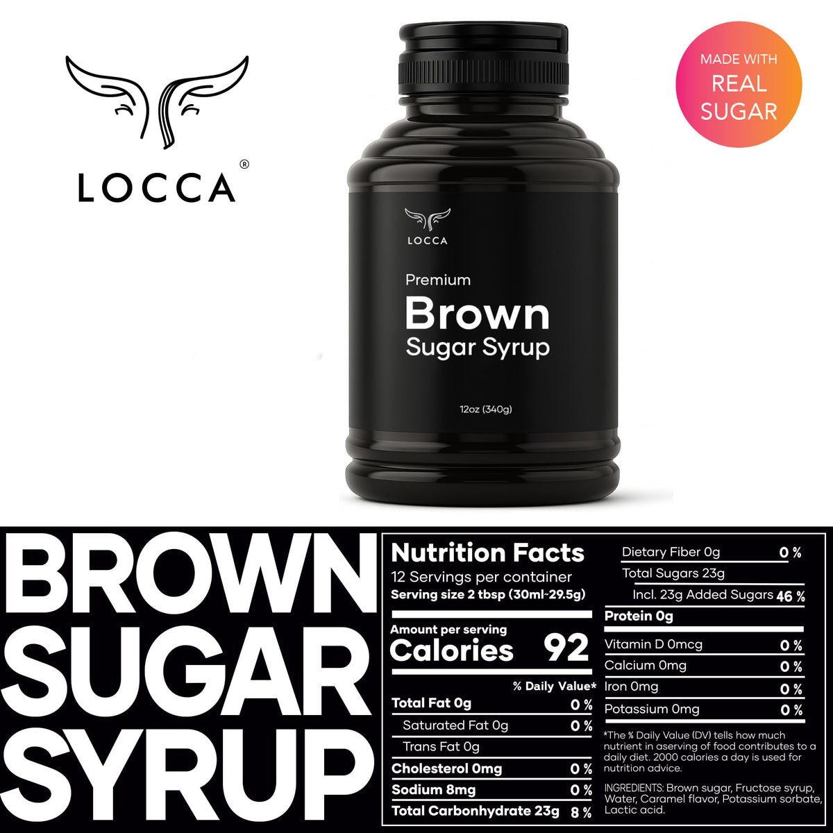 Locca Brown Sugar Syrup with boba pearls ready for tasty drinks.