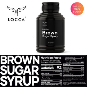 Locca Brown Sugar Syrup with boba pearls ready for tasty drinks.