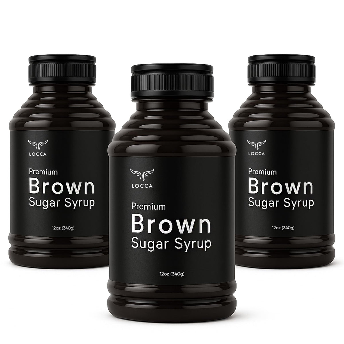 Locca Brown Sugar Syrup bottle pour adds warm caramel flavor to drinks.