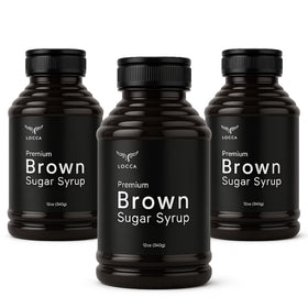 Locca Brown Sugar Syrup bottle pour adds warm caramel flavor to drinks.