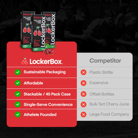 LockerBox PUNCH grab-and-go juice box in gym bag.