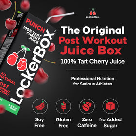 LockerBox PUNCH pour shot showing tart cherry juice flow after workouts.