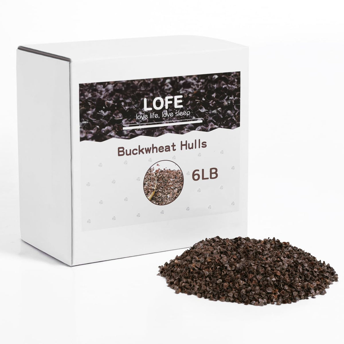 LOFE buckwheat hulls in a bag for pillow filling and cushions