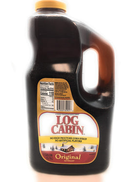 Log Cabin Original Syrup bottle-pour enhances pancakes with rich maple flavor.