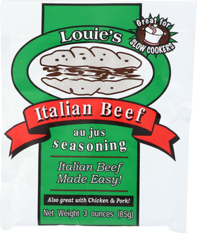 Loie's Italian Beef Seasoning jar front view for quick, bold flavor