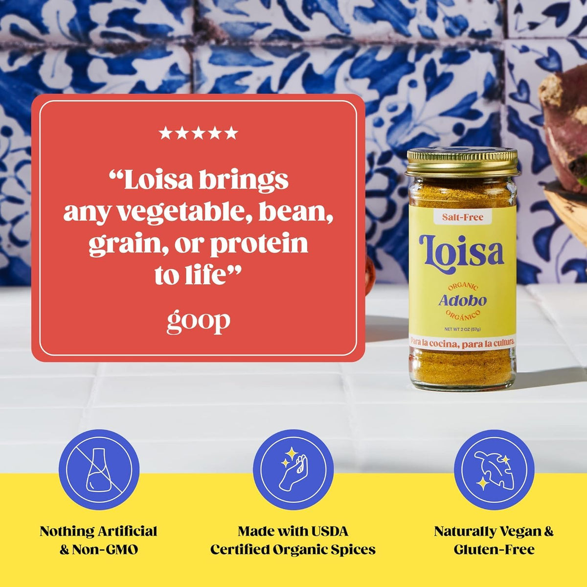 Loisa Adobo organic certifications badge signals USDA Organic quality.