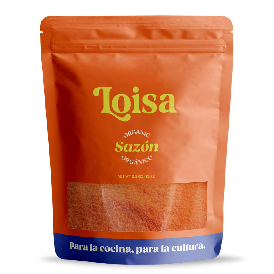 Loisa Sazón seasoning jar front displays organic quality and authentic Latin flavor