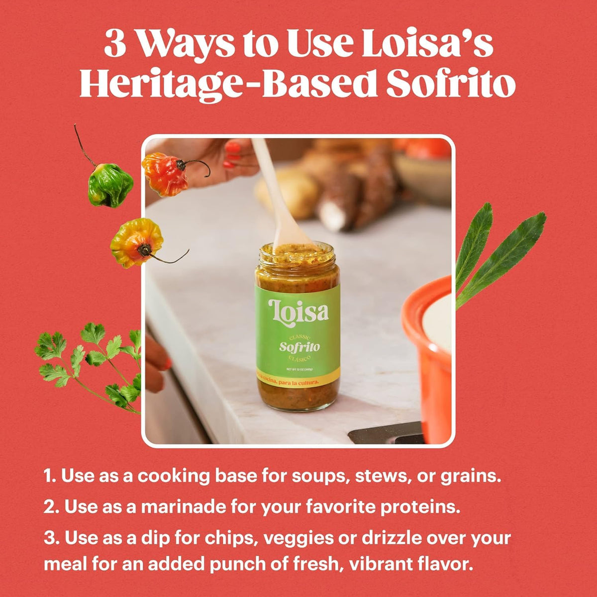 Loisa Sofrito Rojo bottle adds bold color and depth to rice.