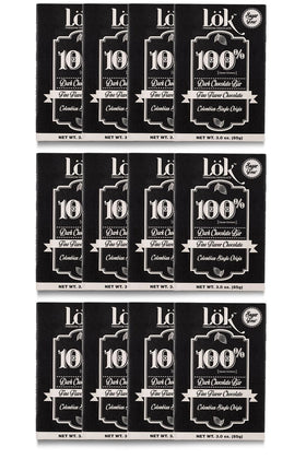 LöK dark chocolate bar 12-pack on display, ideal for sugar-free snacking.