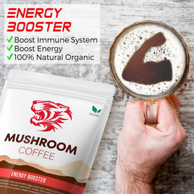 LOKO nature Tiger Organic 5 Mushroom Coffee cup — focused start to the day.