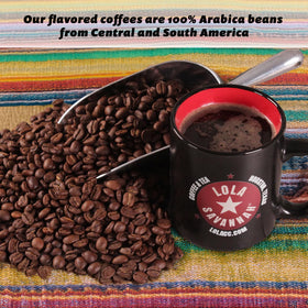 Lola Savannah Texas Pecan bag open, rich aroma ready for a flavorful cup.