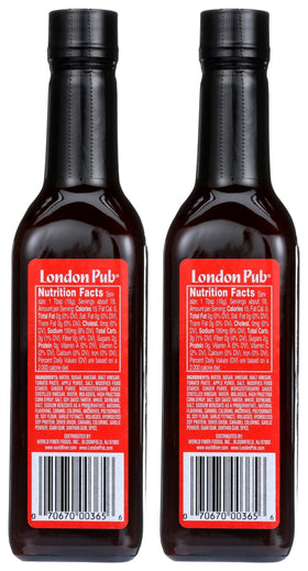 London Pub Sauce bottles close-up, ready to glaze at the grill