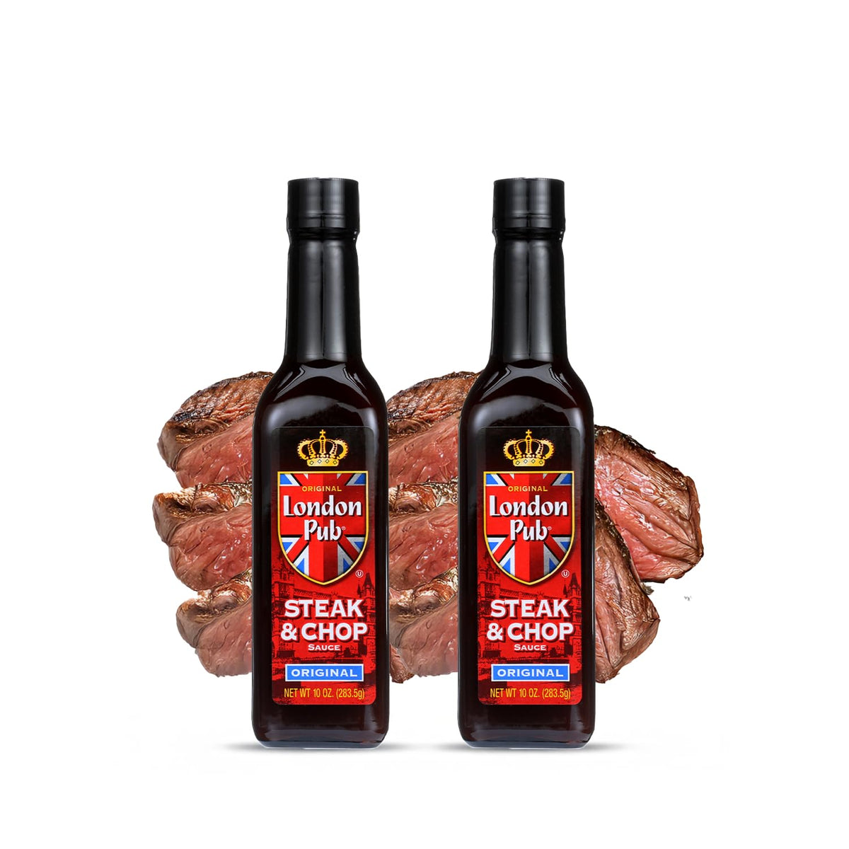 London Pub Sauce 2-pack front view, rich flavor for grilled steak