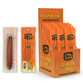 Long John Snacks Blazin' Hot Pickled Sausage pack for on-the-go protein.