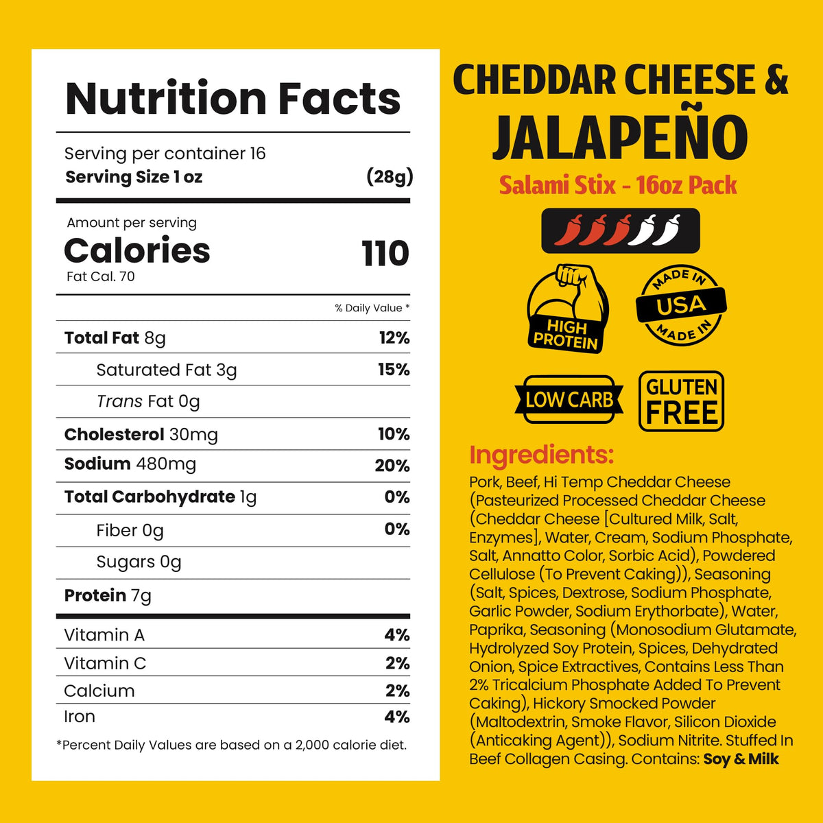 Close-up of Long John Snacks jalapeno cheddar salami stick showing creaminess and spice.