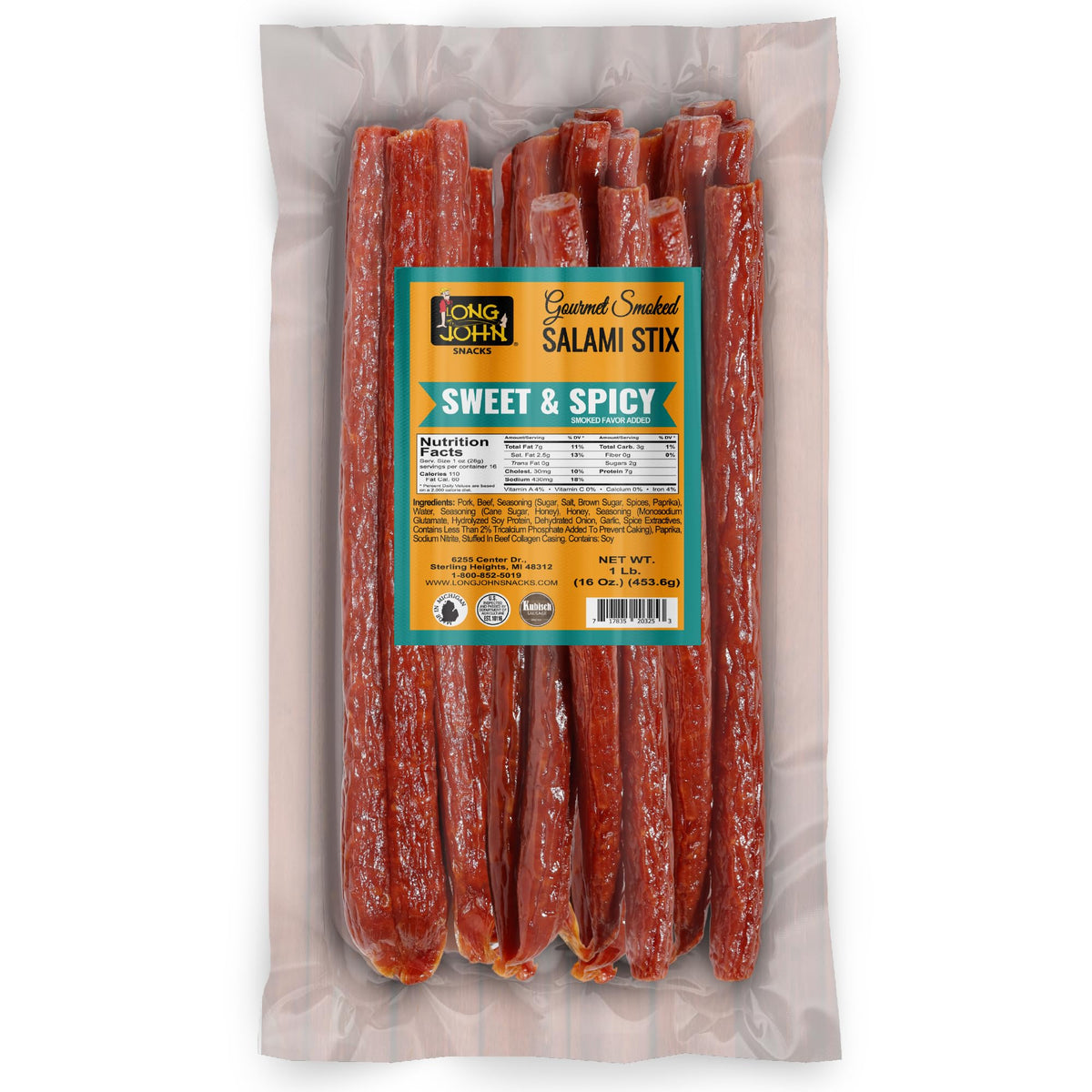 Long John Snacks dried salami sticks bulk pack on-the-go protein snack.