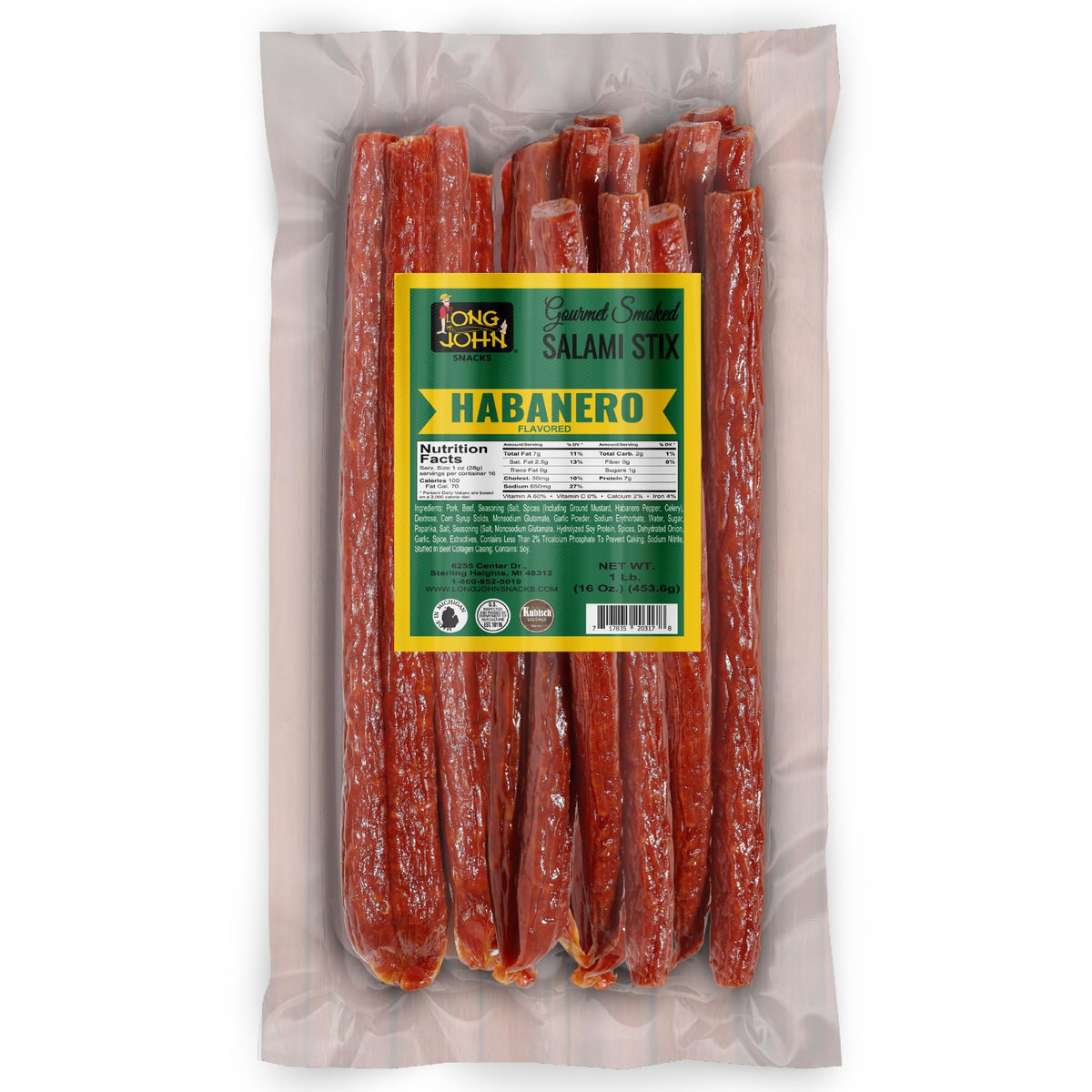 Long John Snacks dried salami sticks bulk pack; high-protein on-the-go snack.