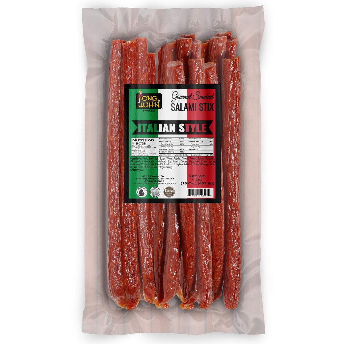 Long John Snacks dried salami sticks bulk-pack for on-the-go protein.