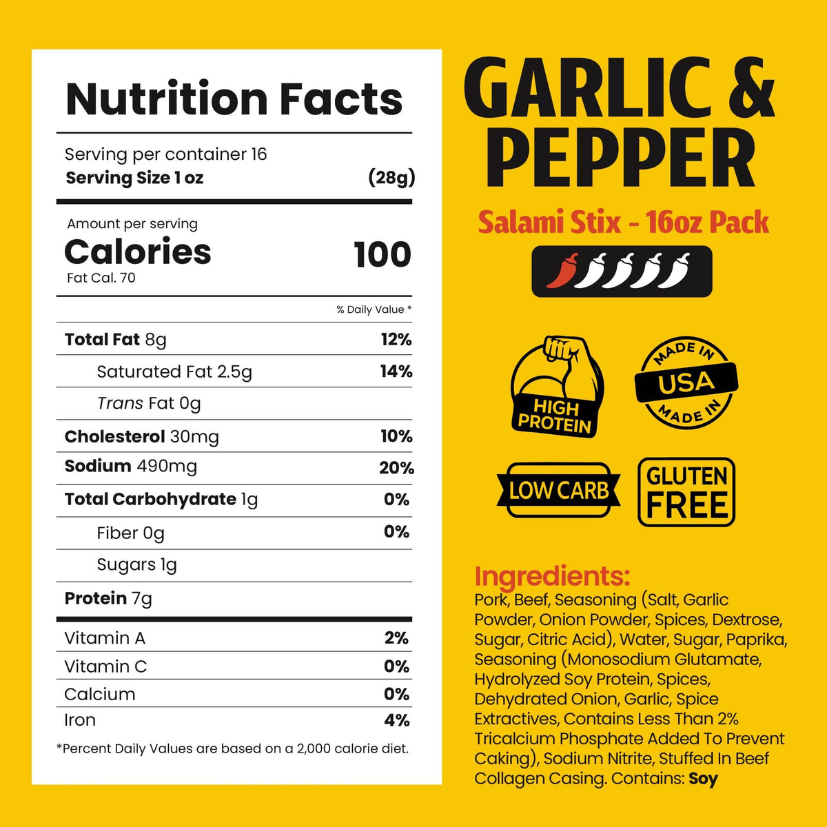 Long John Snacks garlic pepper salami sticks bold flavor for workouts.