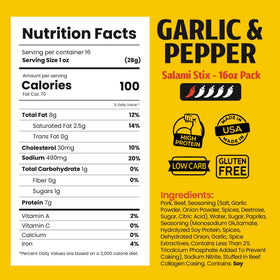 Long John Snacks garlic pepper salami sticks bold flavor for workouts.