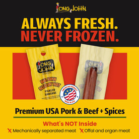 Long John Snacks high-protein pickled sausage for a tangy bite.