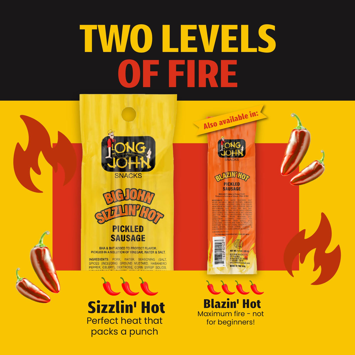 Individually packaged Long John Snacks sticks for mess-free snacking.