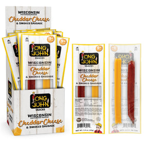 Long John Snacks original smoked sausage meat-cheese stick, a hearty on-the-go snack.