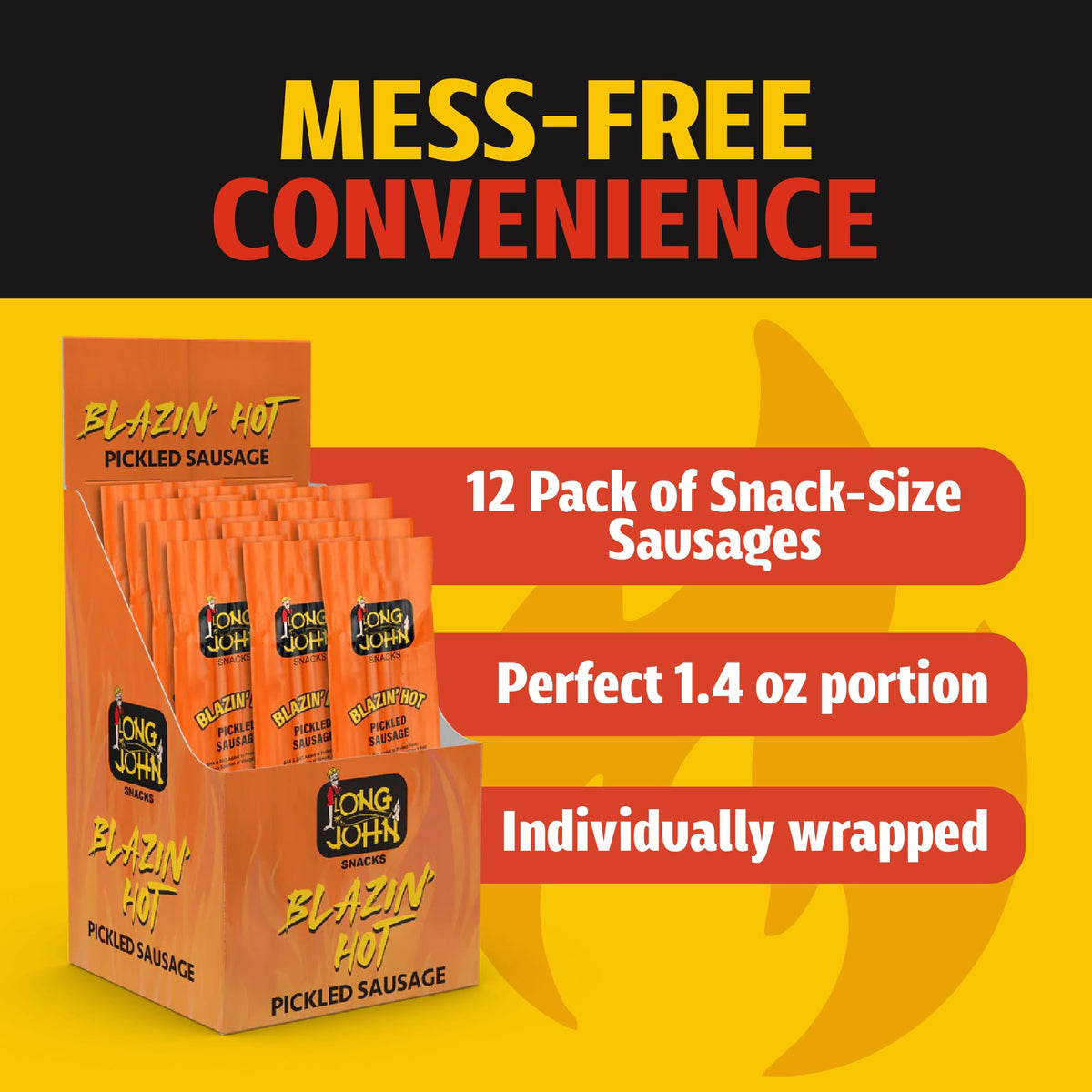 Long John Snacks premium USA pork and beef in a tasty smoked sausage.