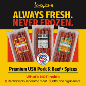 Long John Snacks USA meat salami sticks fresh flavor from premium cuts.