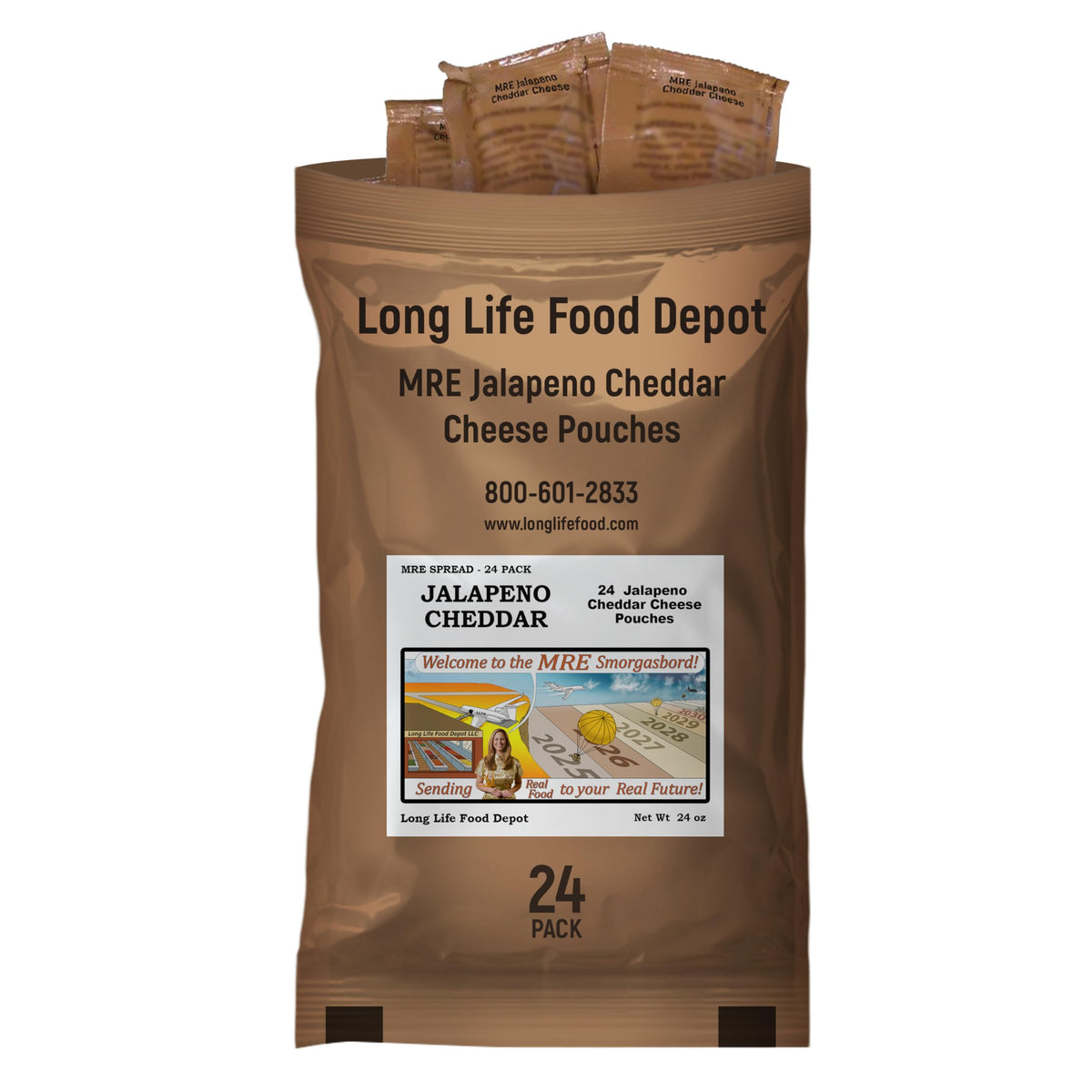 Long Life Food Depot MRE jalapeño cheddar spread 24-pack ready for camp meals