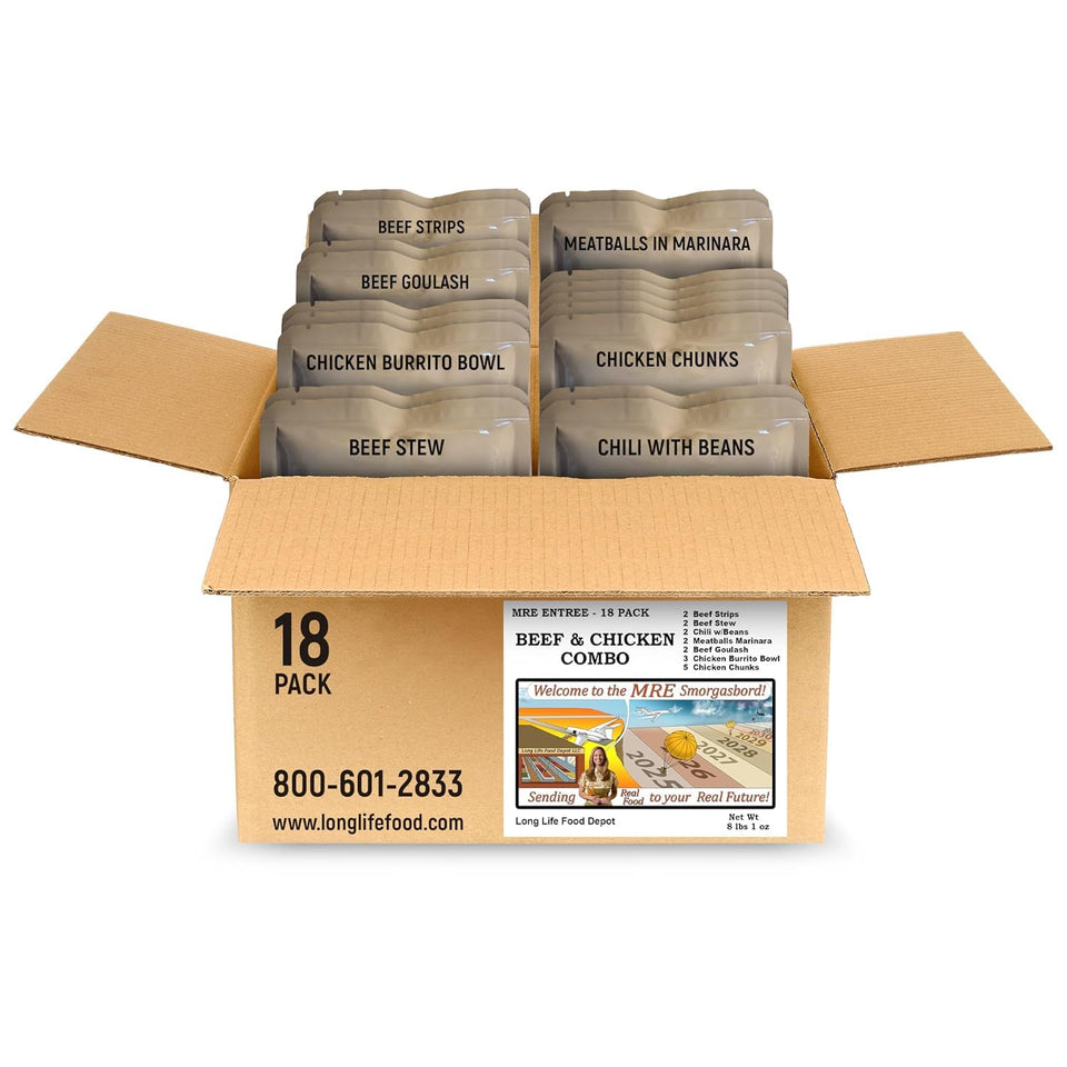 Long Life Food Depot MRE Entrees: spaghetti ready-to-eat for quick, reliable meals on the go.