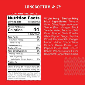 Ready-to-drink pour of Longbottom Co Virgin Bloody Mary Mix over ice
