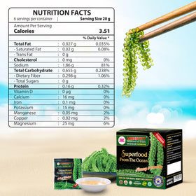 Longevity Sea Grapes crisp pearls highlight fiber-rich greens for daily nourishment.