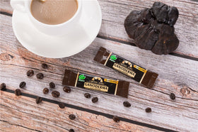 Close-up of Ganoderma mushroom motif on Longreen Ganoderma Coffee packaging.