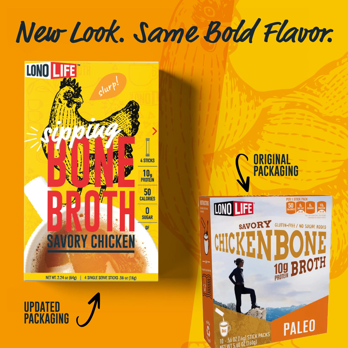 LonoLife bone broth powder scoop on jar lid for easy serving.