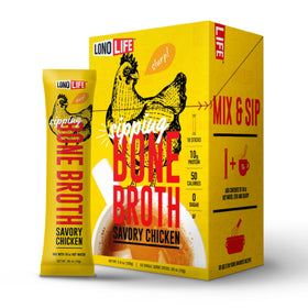 LonoLife chicken bone broth powder stick pack ready for a quick protein boost