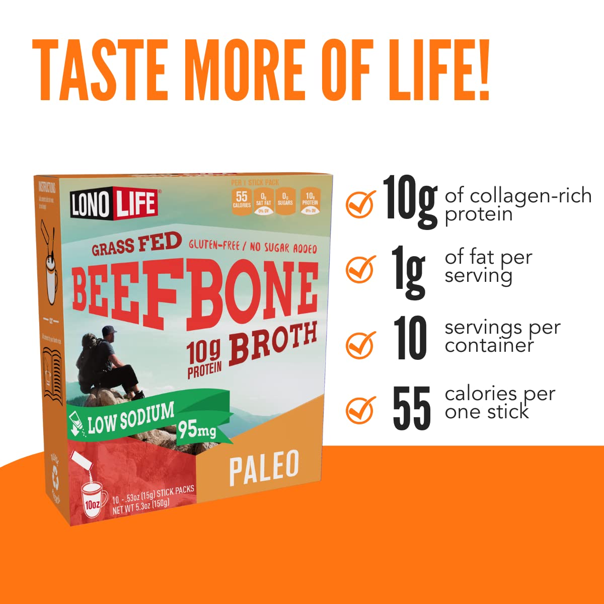 LonoLife Collagen-rich broth emphasizes joints, skin, and nail-friendly protein.