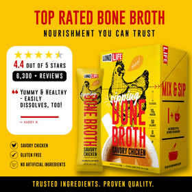 LonoLife digestive-friendly bone broth stick in a busy day setup