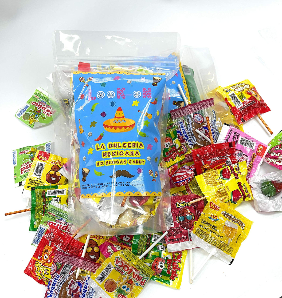 LookOn chili powder-filled lollipop closeup; spicy kick with sweet contrast.