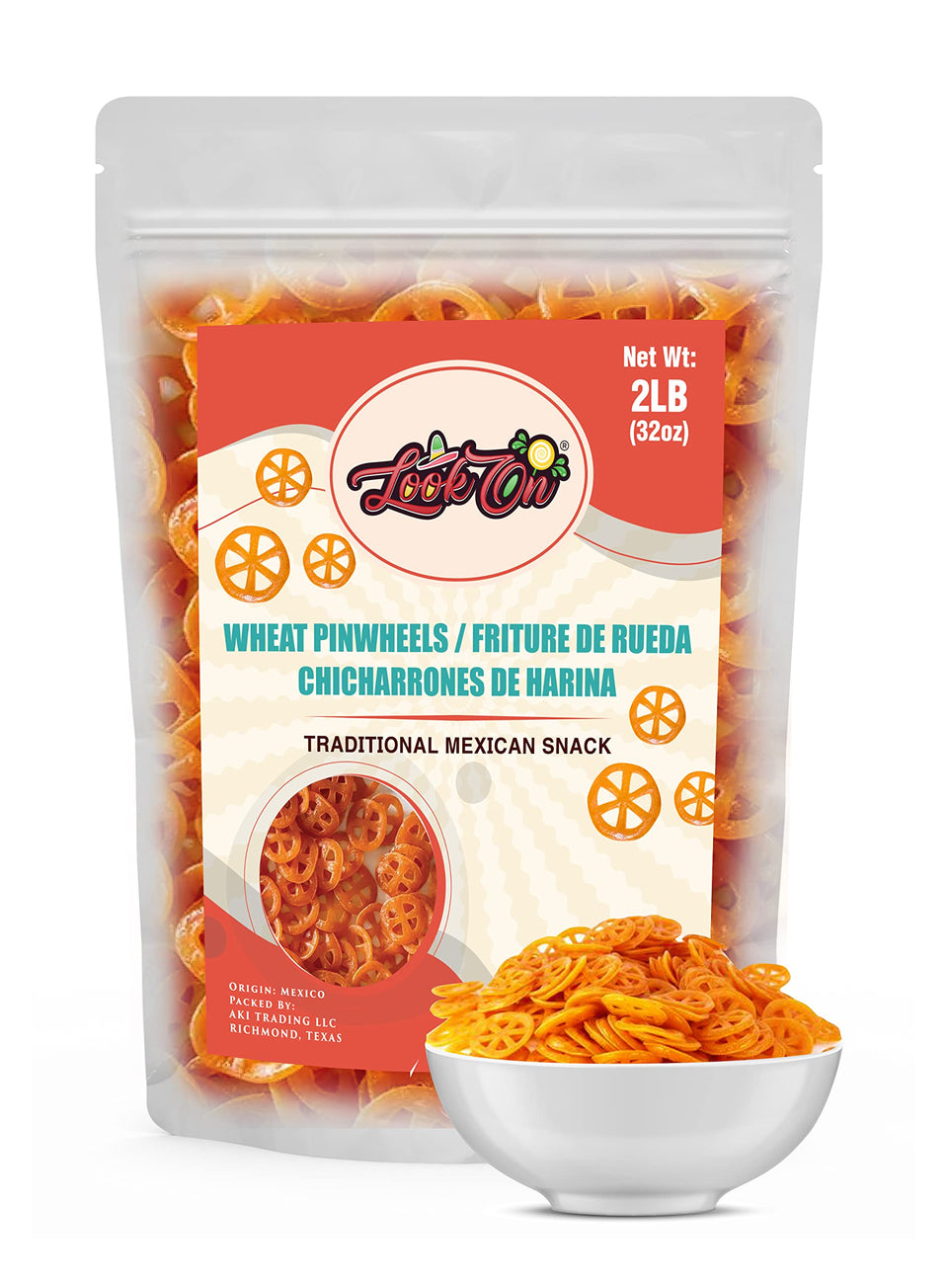LookOn Duritos 2lb wheel pinwheels close-up, crisp texture ideal with salsa.